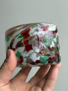 Confetti Style Handblown Glass Votive Candle Holder Catchall Jar Art Decor